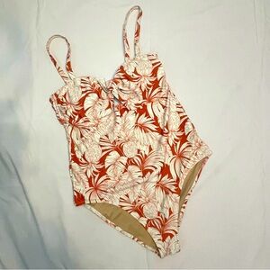 Old Navy Tie-Front One-Piece Swimsuit Monokini Pineapple Print Size L, Tropical